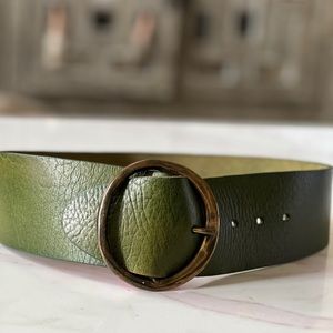 Anthropologie 4” Green Leather Belt